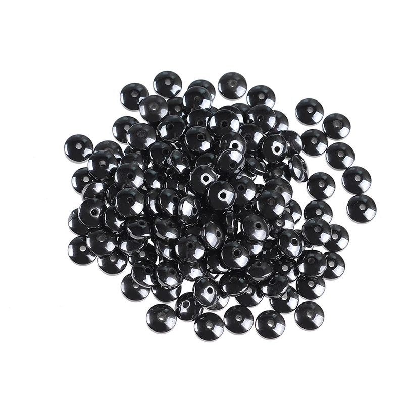 4/6 мм модные черные плоские круглые гематитовые бусины из натурального камня