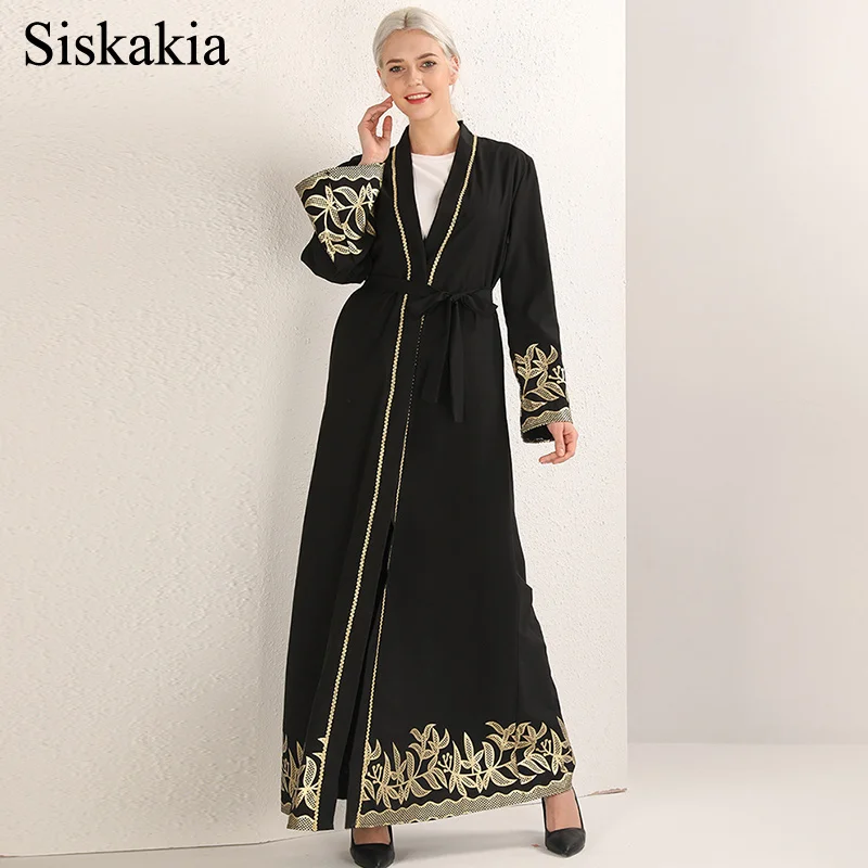 Siskakia 2019 элегантный кардиган с цветочным рисунком халат абайя для женщин Ближнего