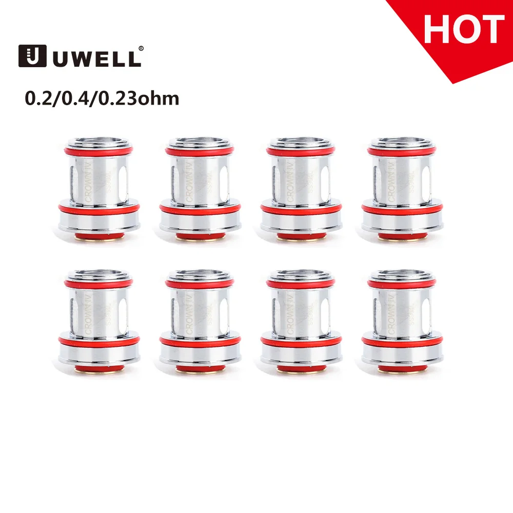 Оригинал 4 8 шт. Uwell сменная катушка двойной SS904L и сетка UN2 головки 0 2/0 23/0.4ohm для Crown