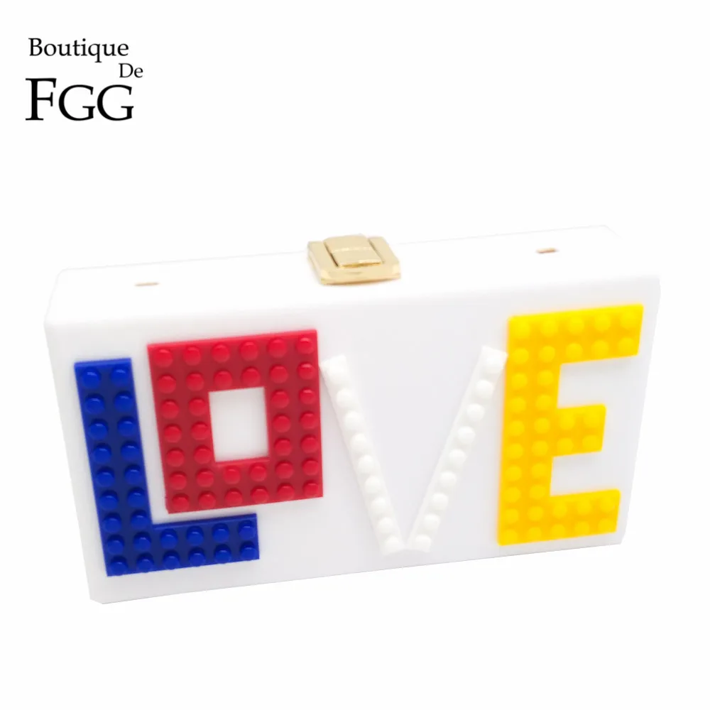 Boutique De FGG любовные письма для женщин черный акриловый бокс клатч Сумки Вечеринка