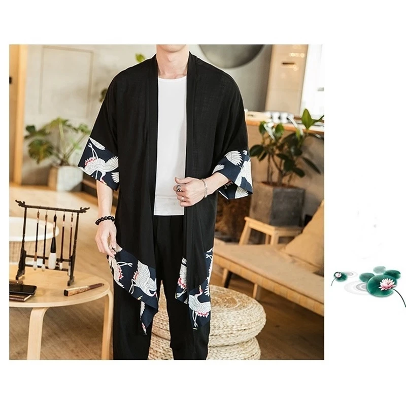 Японское кимоно кардиган для мужчин haori yukata мужская одежда самураев блузка кимоно куртка мужская кимоно рубашка yukata haori KZ2011