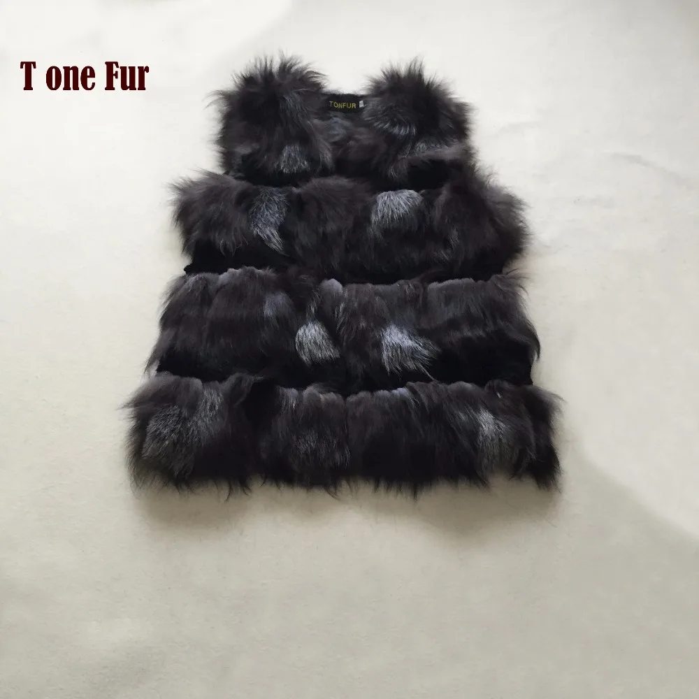 Жилет без рукавов KSR167 повседневный жилет из натурального Лисьего меха с