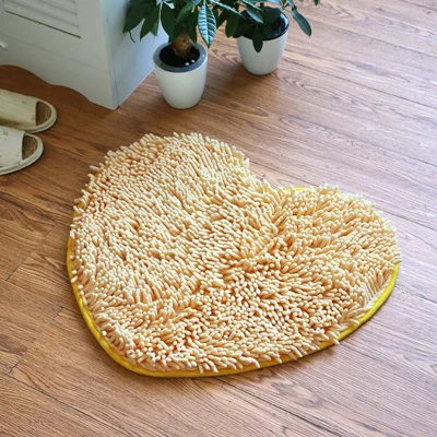 Beige 40*50 см нескользящий напольный коврик из синели, коврик для ванной комнаты, моющийся коврик для туалета, дверной коврик в форме сердца, 1 шт., напольный ковер для гостиной - Цвет: Beige