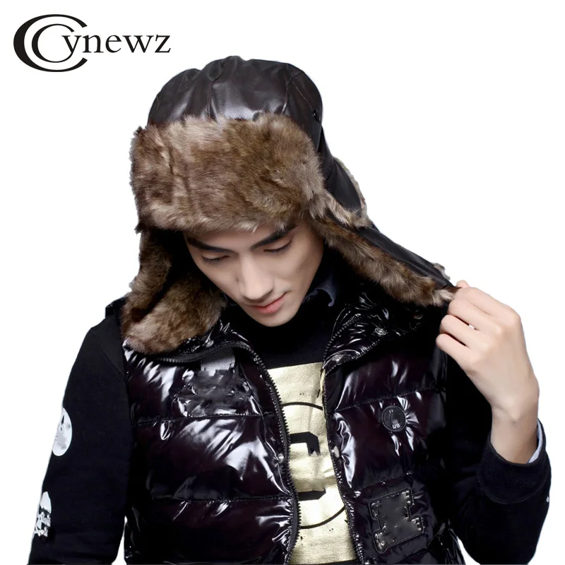 Шапка пилот для мужчин и женщин зимняя авиаторская шапка из искусственной кожи с