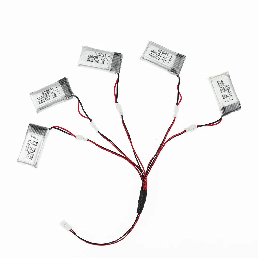  rc h8 lipo 260mAh 3.7V Battery 751732 5pcs and Charger cable for RC Mini drone Quadcopter Parts wholesale | Электроника