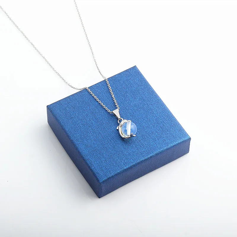 Again Jewel 2019 New Natural Stone Dolphin Women Pendant with Stainless Steel Chain Free shipping Necklace Gi ft | Украшения и