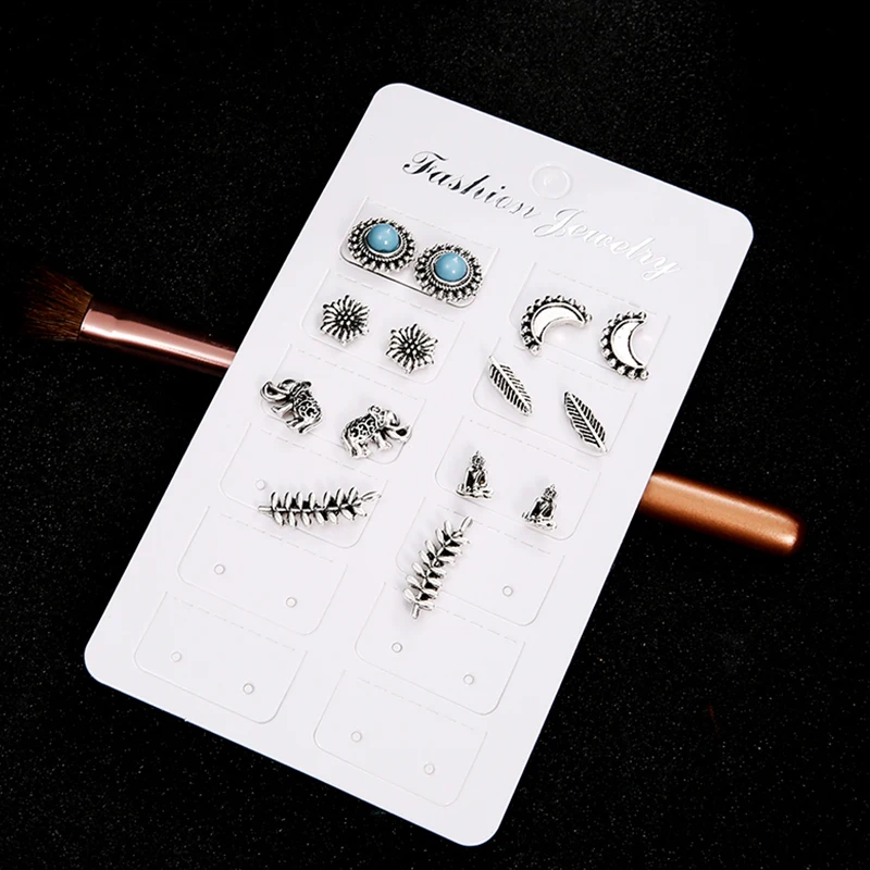 Серьги гвоздики женские в стиле ретро изысканные ювелирные украшения виде Луны