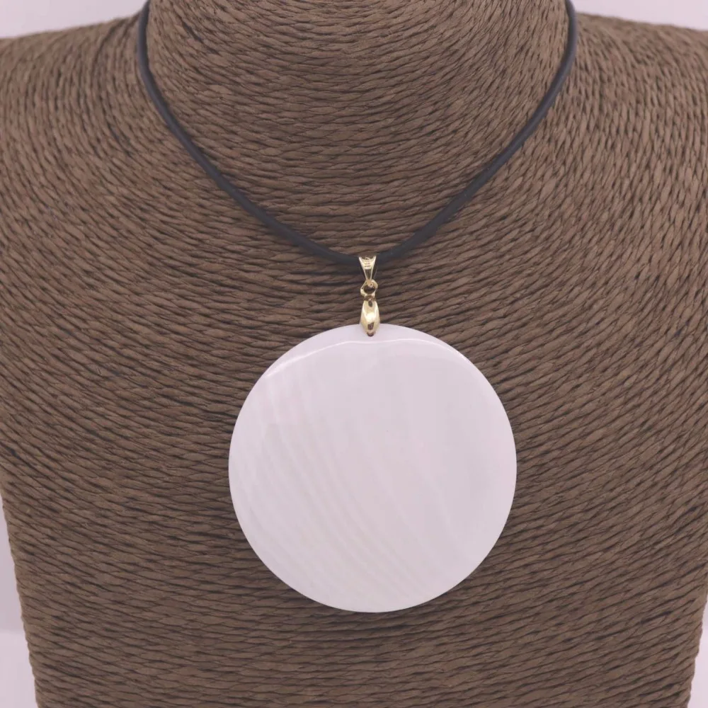Подвеска в виде ракушки круглого диска натуральная белая перламутровая 18 дюймов