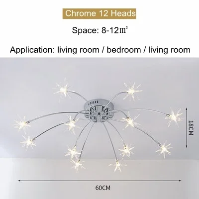 Chrome 12 Heads LukLoy Gypsophila Потолочная люстра современный простой дизайн гостиная ресторан спальня креативный модный светодиодный светильник - Цвет абажура: Chrome 12 Heads