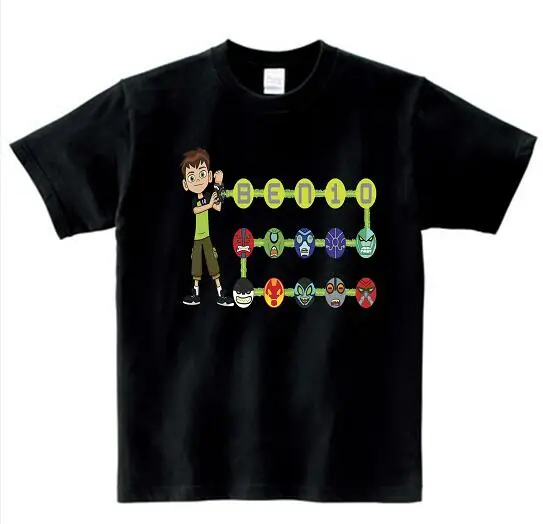 black childreT-shirt Коллекция года, летняя футболка футболки для мальчиков с изображением Бена 10, футболки для девочек, детская одежда для мальчиков зеленые футболки для девочек, Filles Ecolier, топы - Цвет: black childreT-shirt