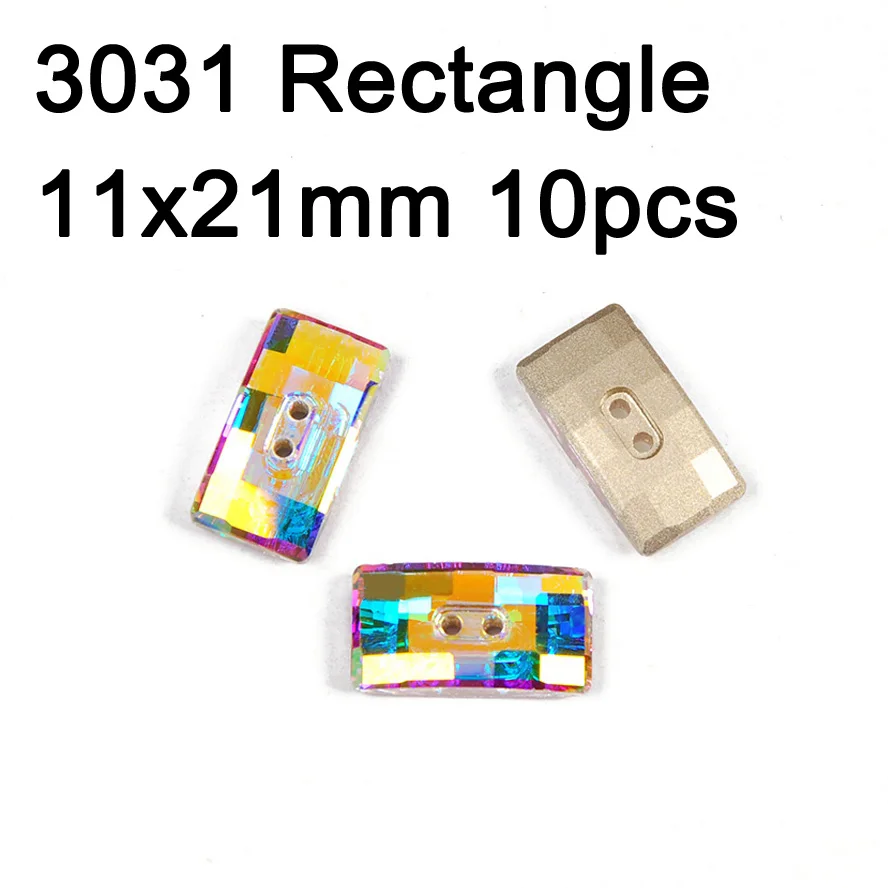 Rectangle 11x12 10pc Кристалл AB Rivoli квадратные пуговицы отверстия стразы пришить на кнопку DIY ремесло для ювелирных изделий одежды диван костюм для гимнастики - Color: Rectangle 11x12 10pc