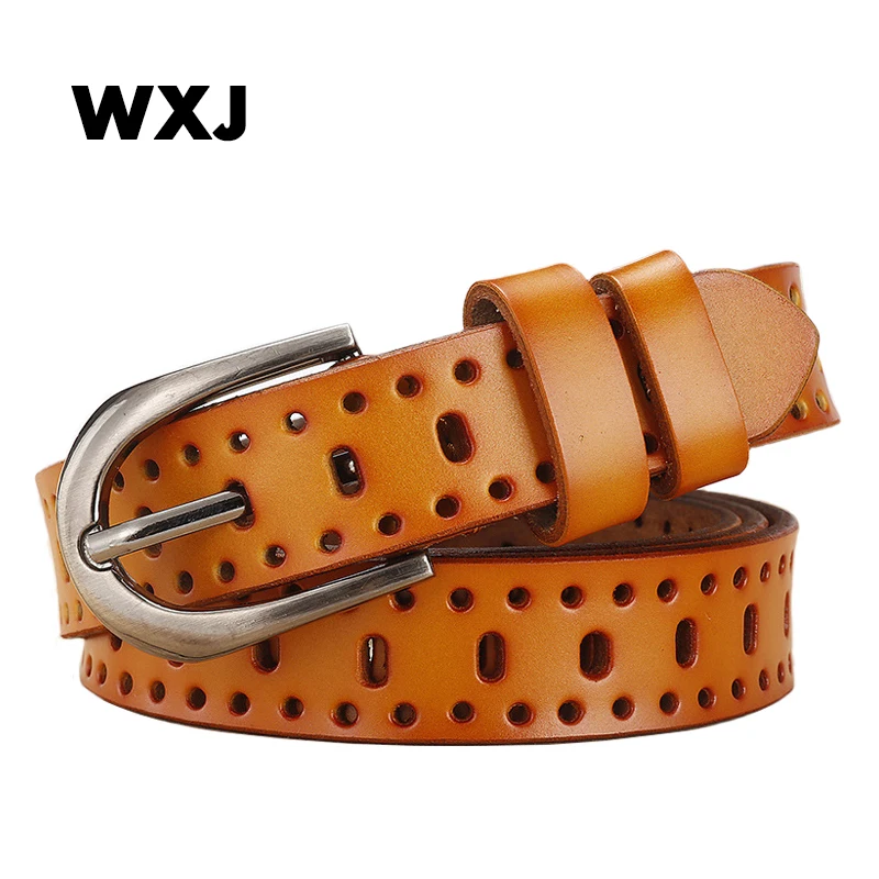 Модный женский ремень популярный из натуральной коровьей кожи с вырезами ремни