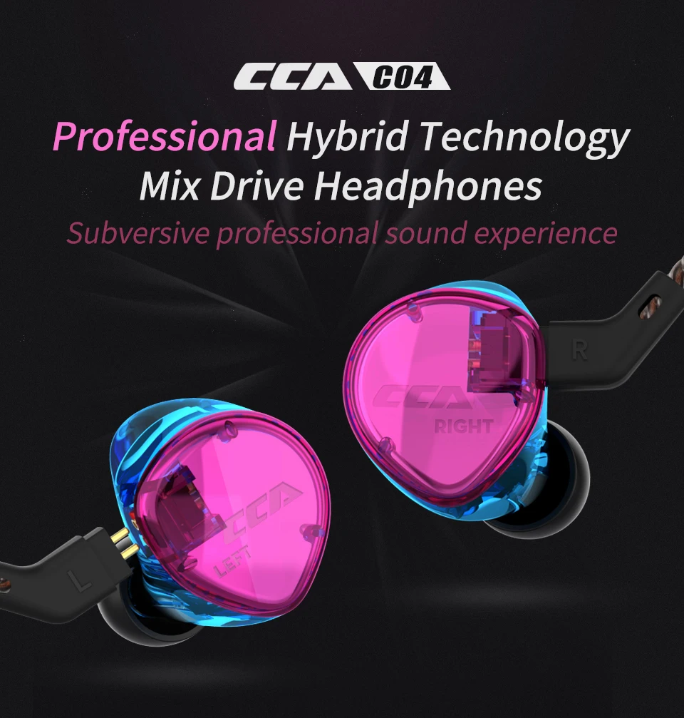 CCA C04 1BA + 1DD Гибридный в ухо наушники HIFI DJ монитор Бег Спорт Bluetooth гарнитура