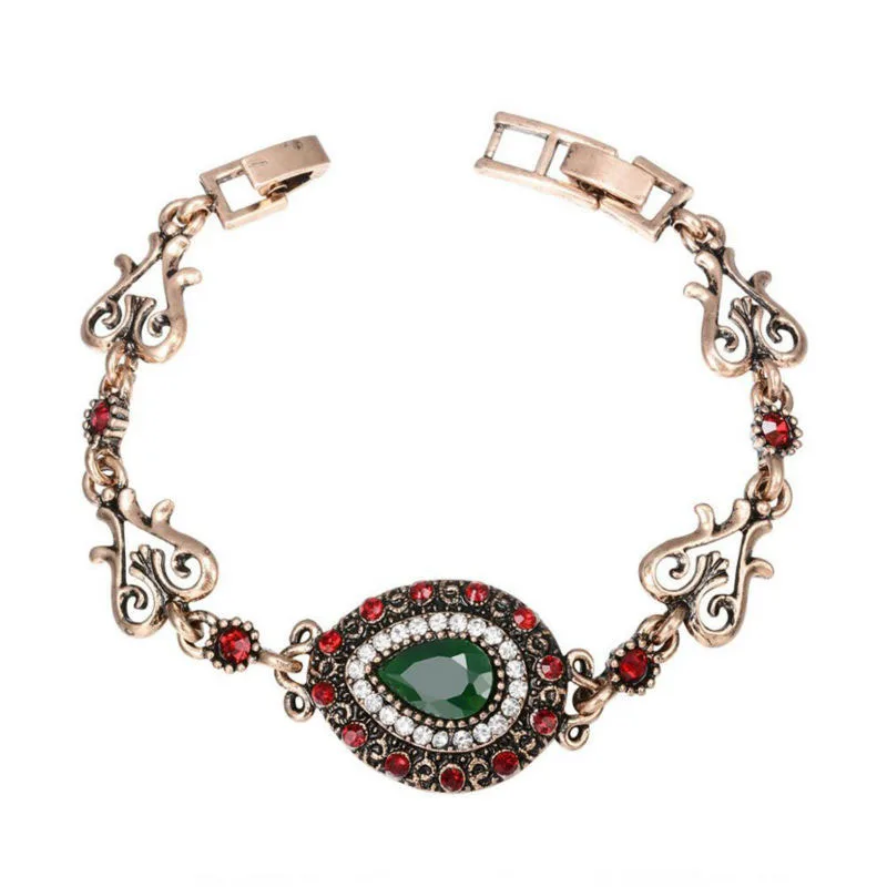 Богемные женские Роскошные браслеты и мозаичный Розовый Зеленый Стразы Ретро