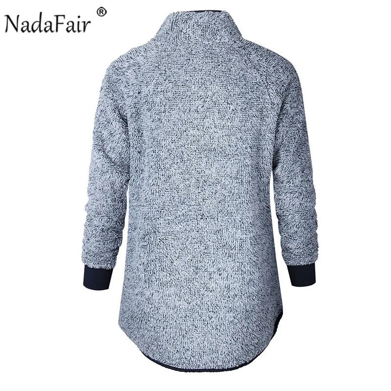 Nadafair флисовая толстовка с капюшоном, Женская Осенняя водолазка из искусственного меха в стиле пэчворк, Повседневная Толстовка размера плюс, женские зимние пуловеры