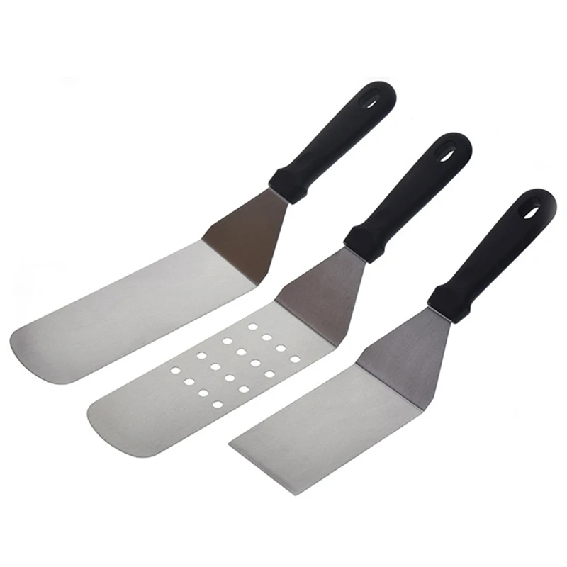 Металлический шпатель из нержавеющей стали и скребок набор 3 пластиковых ручек