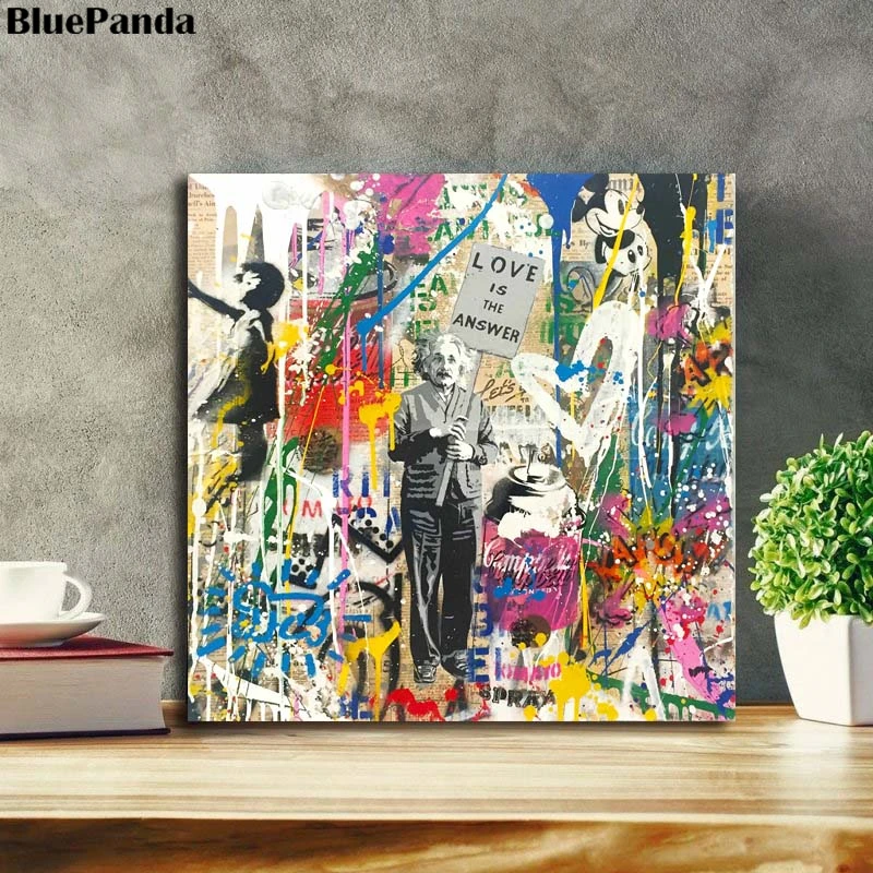 Mr Brainwash Эйнштейна живопись плакаты художника и принты декоративные настенные