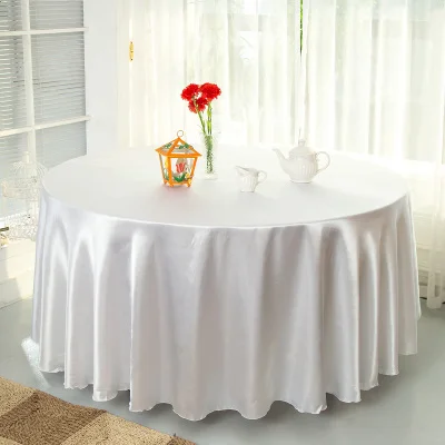 

DHL Free,5Pcs/lot 108" Satin Table Cover White Black Round Tablecloth for Banquet Wedding Party Decoration