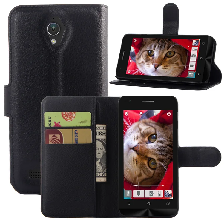 On ZC451CG case wallet PU leather phone for ASUS Zenfone C with stand function and card holder |