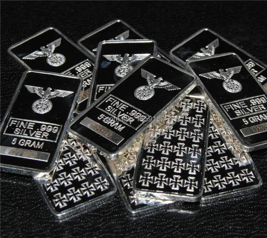 5 г немецкий военный Орел Второй мировой войны Железный крест дизайн Серебряный