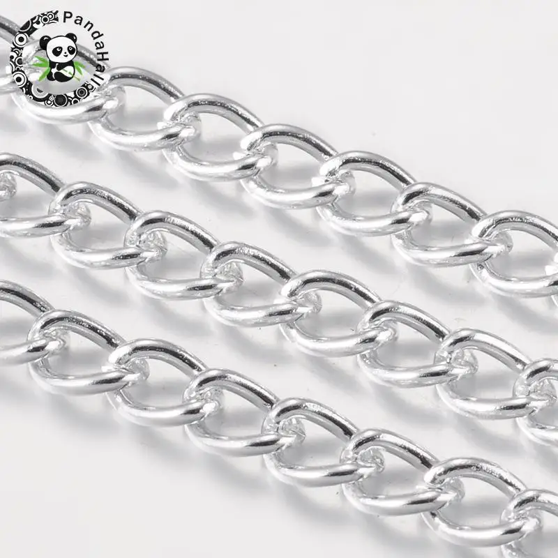 

Aluminum Twisted Chains Curb Chains, Oxidated in Silverwhite, Link: 5x7.5mm