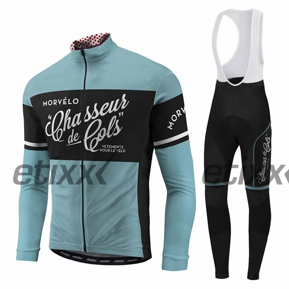 Spring autumn team Morvelo long sleeve cycling jersey set Ropa Ciclismo breathable racing bike clothing MTB Bike 9D gel pad - Цвет: 2
