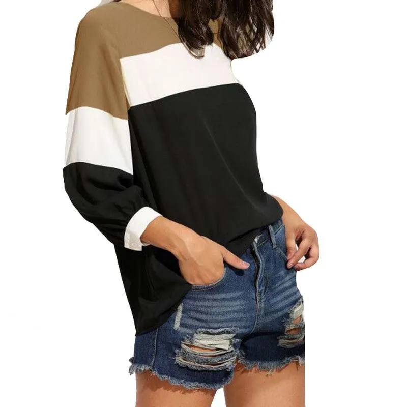 LASPERAL Chiffon Shirt Women Fashion Three Quarter Sleeve Striped Lady 2018 Spring New Blouse Shirts Female Blusa |