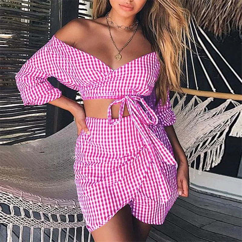 Комплект летней одежды Пляжное женское вечернее платье короткая юбка