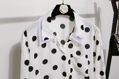Office Lady Polka Dot Turn-down Collar Blouse Women Chiffon Pullover Women's Shirts Brief Fashion Blusas Casual Plus Size Tops |