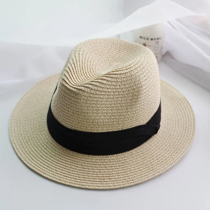 Новая женская sombreros летняя шляпа классический черный пояс Панама солнечные шляпы