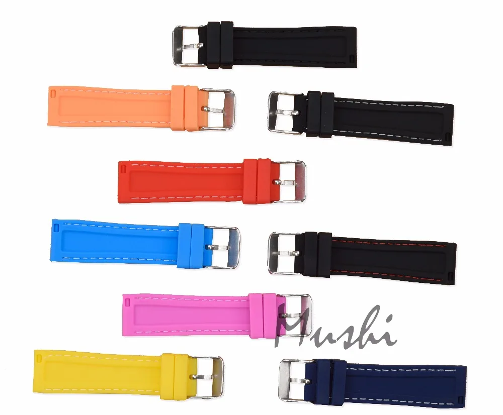 MS силиконовый ремешок для часов Diver Watch Band резиновый ремешок для часов с матовой застежкой из нержавеющей стали 20 мм 22 мм 24 мм ремешок для часов