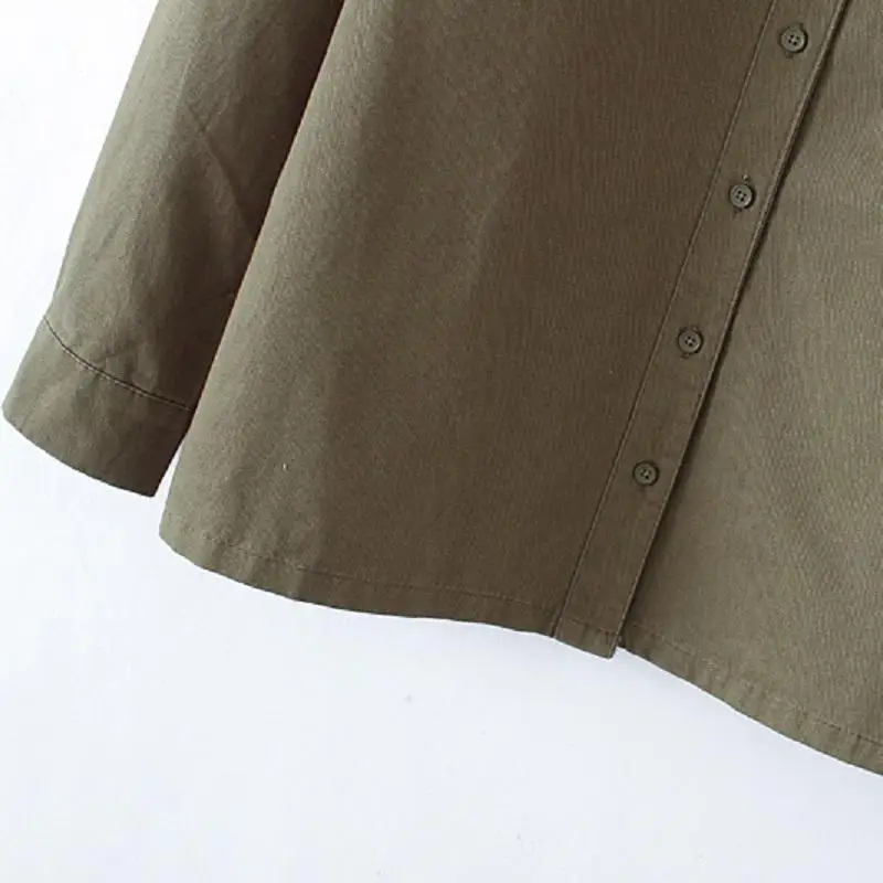 

Nice Spring Women Fashion Jackets Coats High Quality Embroidered Army Green Long Sleeve Pocket Women Military Jacket