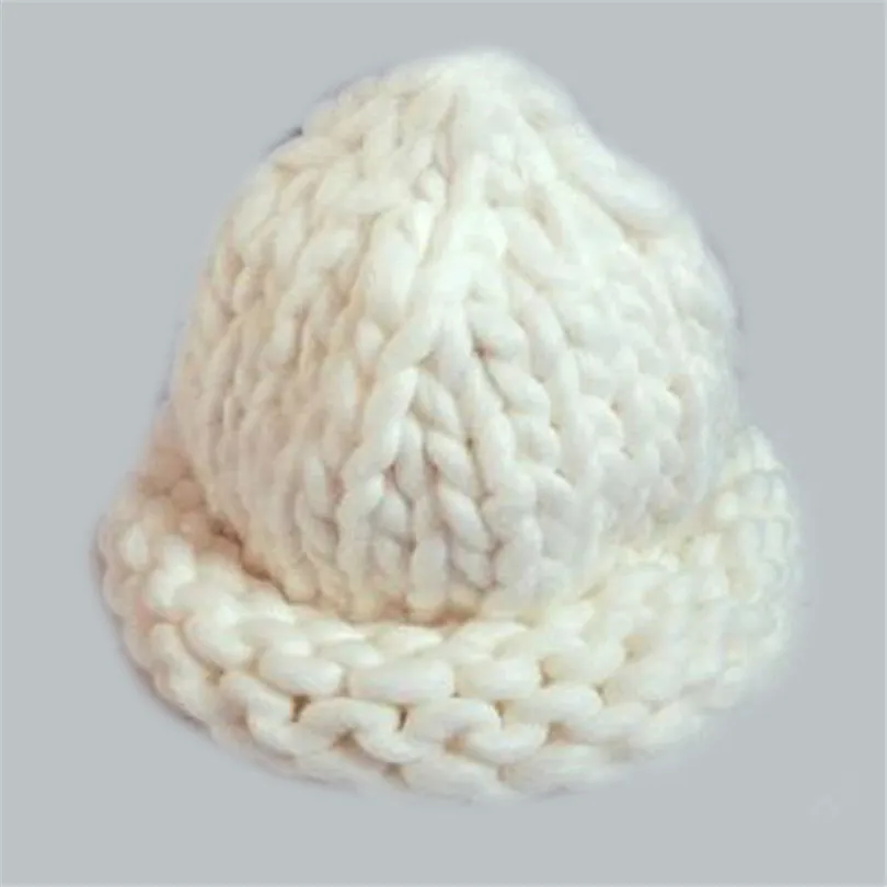 

VISNXGI Women Warm White Beanie Hat Handmade Thick Knitted Coarse Lines Cable Candy Color Crochet Caps Female Cotton High Top