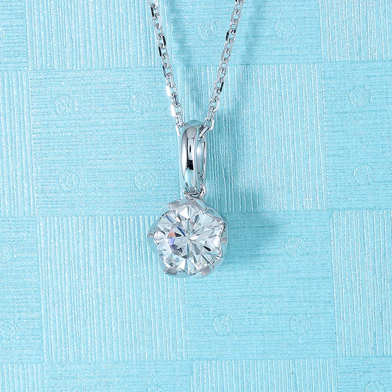 DovEggs 14K белое золото 585 6 5 мм 1 карат F цвет Moissanite круглая блестящая режущая подвеска