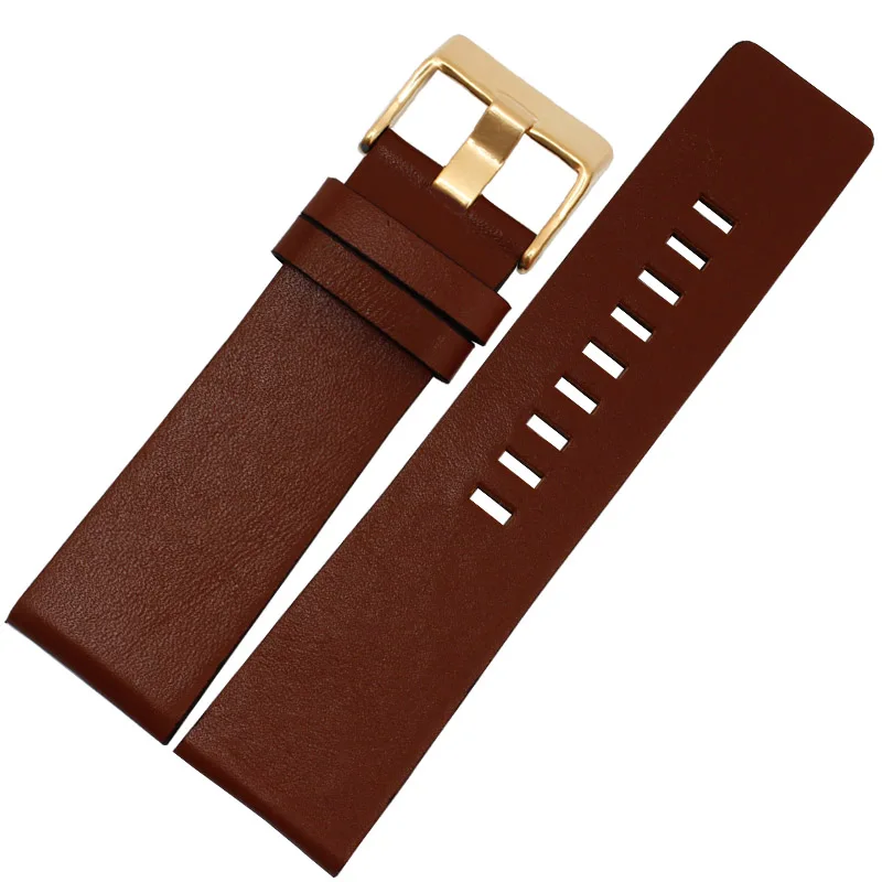 light brown gold Кожаный ремешок для часов 22 24 26 28 30 мм кожаный браслет для дизельных часов Ремешок для наручных часов ремешок для DZ4343 DZ7293 DZ7333 ремешок для часов - Цвет ремешка: light brown gold