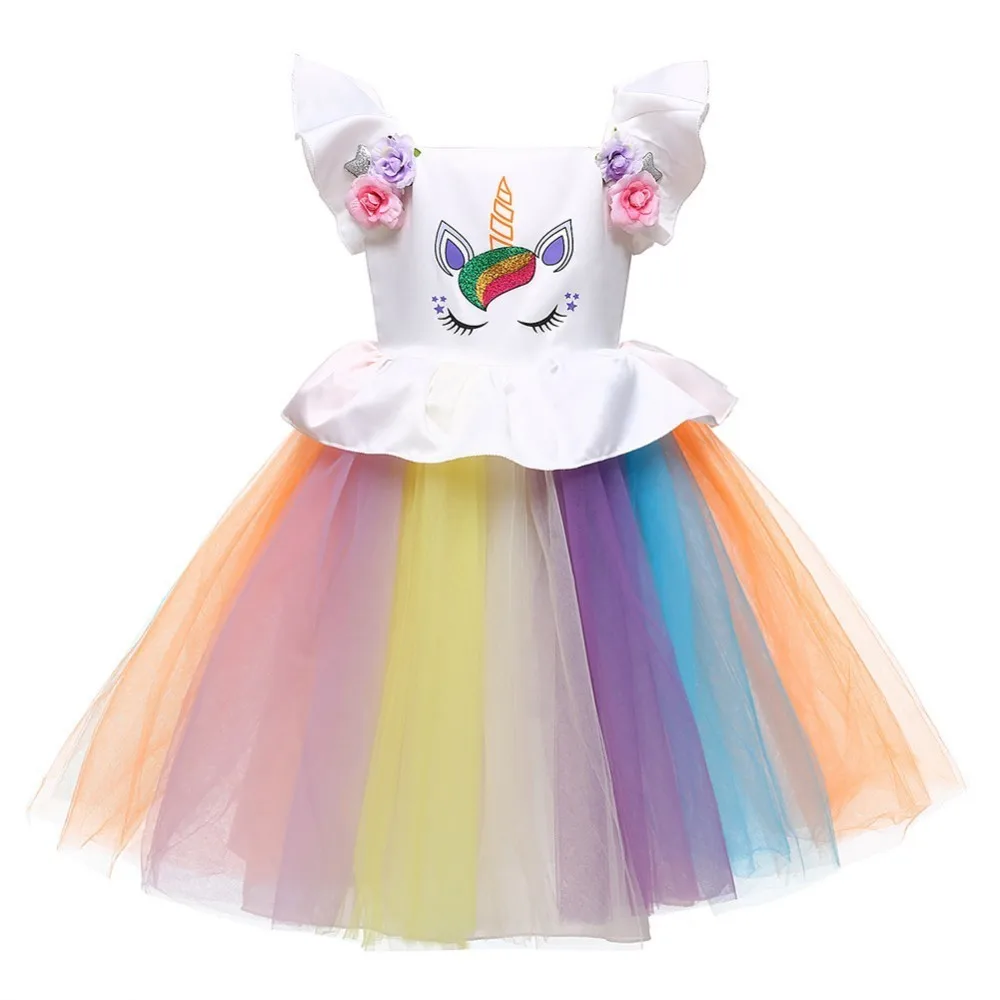 

2019 Easter Girl Princess Dress Colorful Lace Pettiskirt Unicorn Dress European And American Children Skirt Children's Clothing
