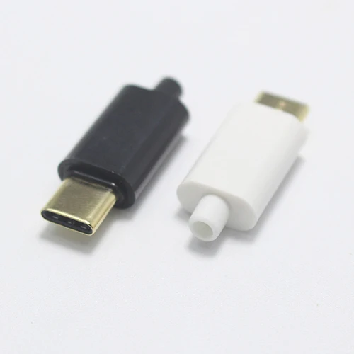 EClyxun 2 компл. Позолоченные OTG USB 3,1 5 P Тип C штекер сварки Тип USB-C 4 в 1 DIY ремонт кабель Зарядное устройство Разъем для телефона - Цвет: 1x white 1x black