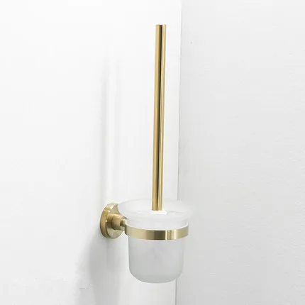 toilet brush holder Набор аксессуаров для ванной комнаты, вешалка для полотенец, угловая полка, держатель для бумаги, кухонный смеситель, смеситель для раковины, кран, причесанный матовый золотой набор для ванной комнаты - Цвет: toilet brush holder