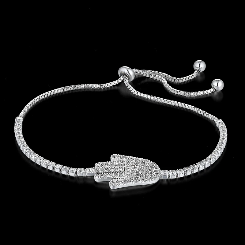 Хит продаж женские теннисные браслеты Iced Out CZ ручной работы Fatima амулеты браслет