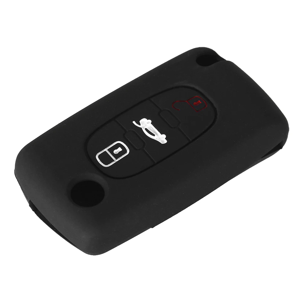 KEYYOU 2 шт./лот автомобильный силиконовый брелок-чехол для дистанционного ключа Автомобильный ключ защитный чехол для peugeot Citroen 3 кнопки дистанционного ключа