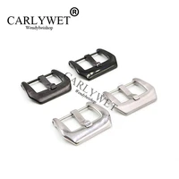 carlywet 18 20 22 24 26mm top high quality silver black screw buckle stainless steel for brand watch band strap for luminor