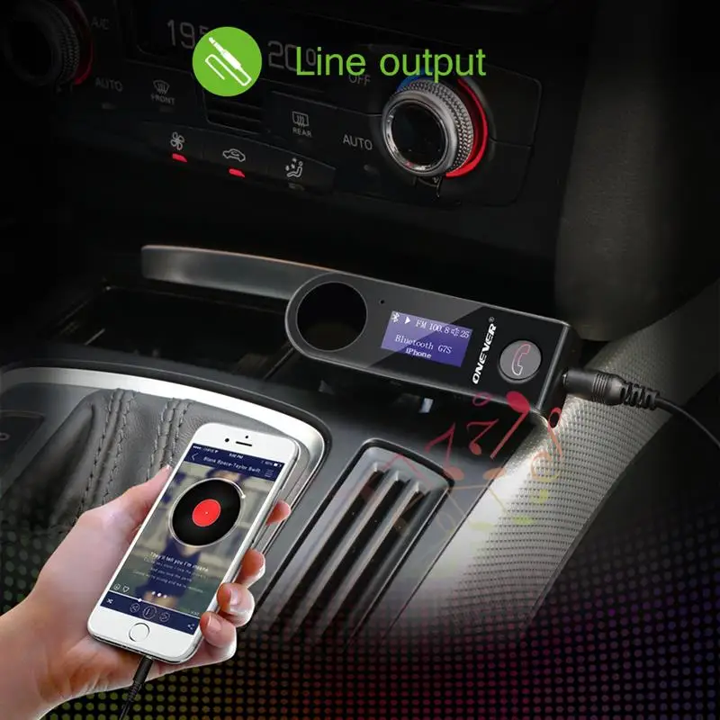 Автомобильный FM трансмиттер Onever модулятор с вращающимся экраном Bluetooth MP3 плеер