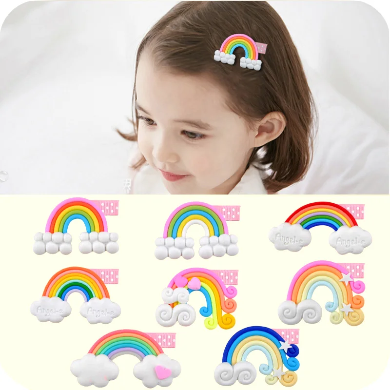 Детские заколки для волос девочек радужные новинка брендовые аксессуары