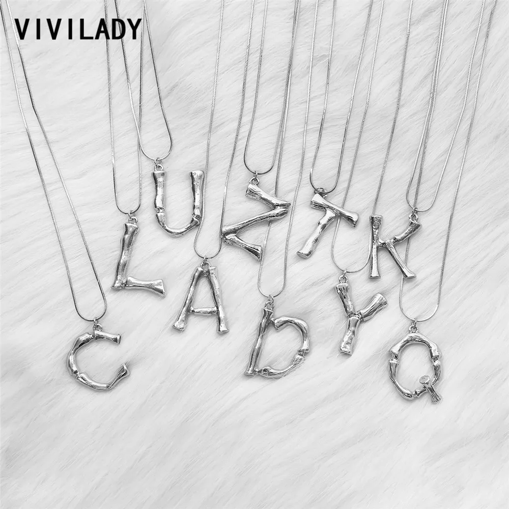 VIVILADY Hyperbole Lava Letter A B C женские ожерелья с кулоном Изысканная цепочка серебристого