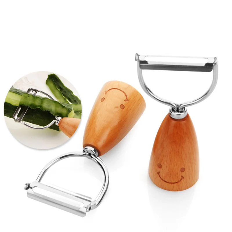 QuickDone нержавеющая сталь фруктовый Овощной картофель овощечистка дерево смайлик