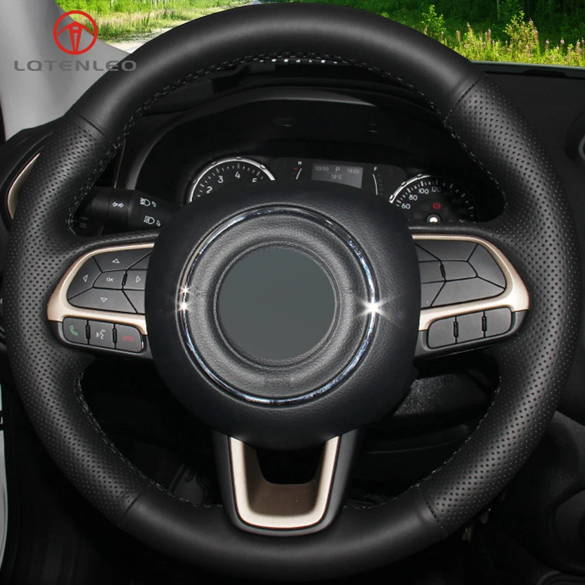 LQTENLEO черный натуральная кожа DIY чехол рулевого колеса автомобиля для Jeep Compass Renegade- Fiat Toro