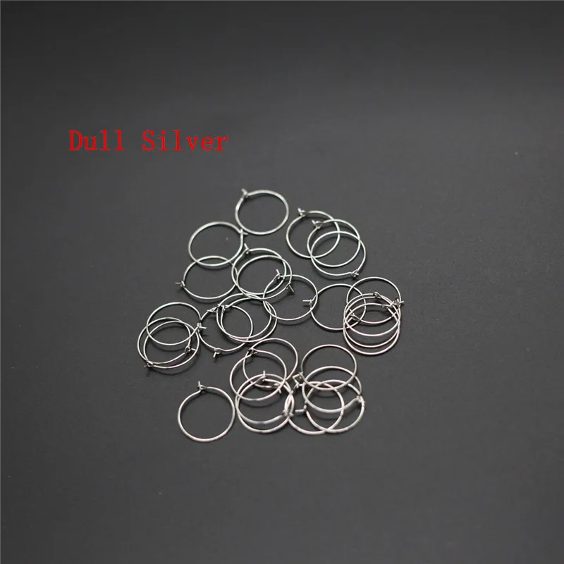 Dull silver plated 50 шт. круглые серьги из металлической проволоки, обручи для бисероплетения, позолоченные, посеребренные кольца для вина, очаровательные кольца для рукоделия, серьги для изготовления ювелирных изделий - Цвет: Dull silver plated