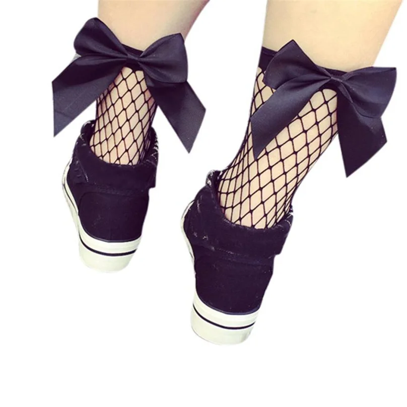 Новые модные открытые низкие носки Популярные шикарные тонкие ажурные с бантом