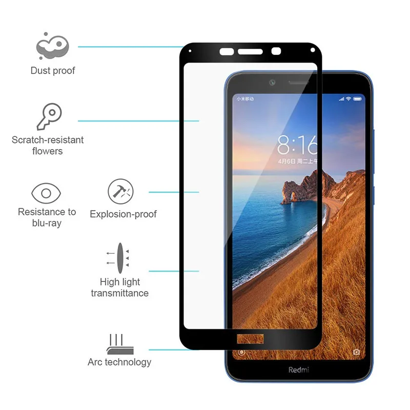 9D закаленное стекло с полным клеем для Xiaomi Redmi 7A 7 A защитная пленка Защитное Xaomi |