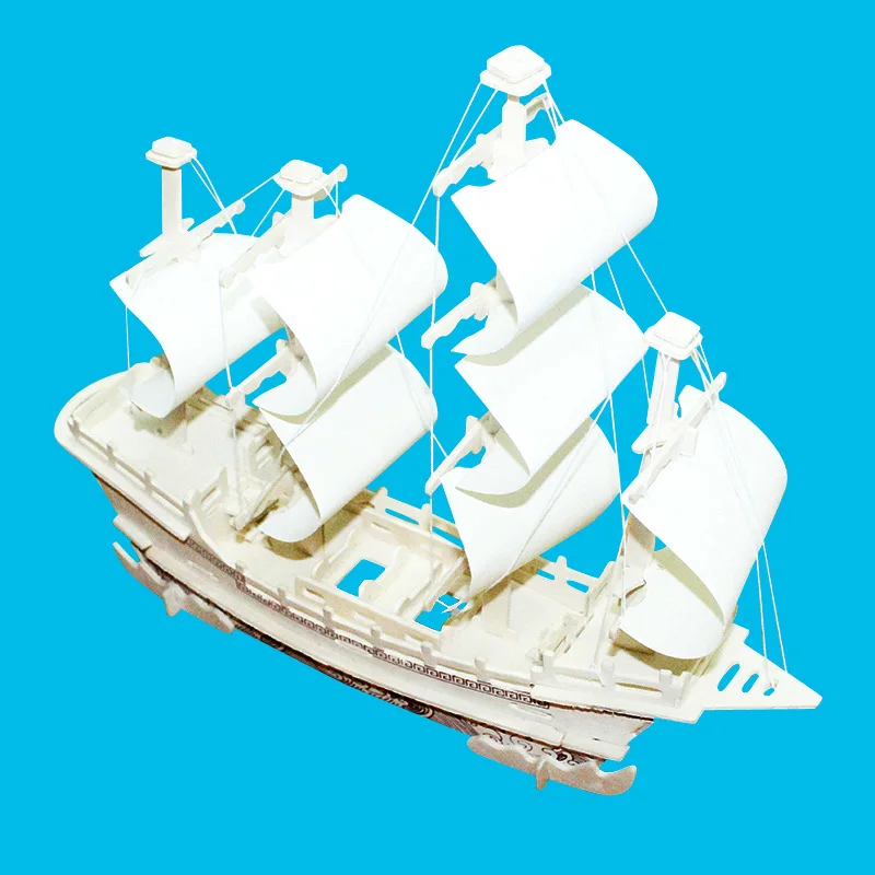 Парусник diy игрушка головоломка 3d маленькая лодка Развивающие детские подарочные игры сборка деревянного здания паром модель деревянные игрушки парусный корабль